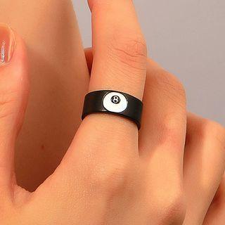 Numerical Alloy Ring 01 - White & Black - One Size