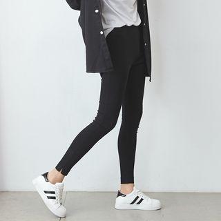 Slim-fit Slit-hem Pants