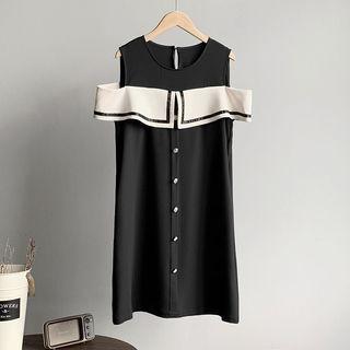 Cold Shoulder Two Tone Shift Dress