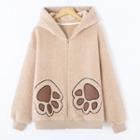 Ear Accent Fleece Zip-up Hoodie