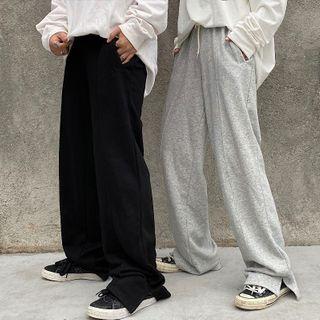 Plain Drawstring Slit Pant