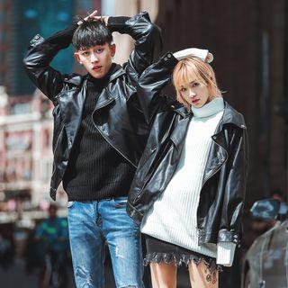 Couple Matching Faux-leather Jacket