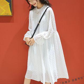 Wood Ear Trim Round-neck Dress