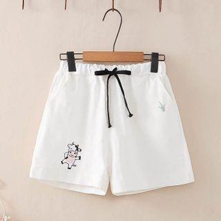 Milk Cow Embroidered Wide-leg Shorts