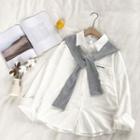 Mock Two-piece Lace-up Long-sleeve Top