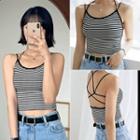 Strappy Stripe Cropped Top One Size