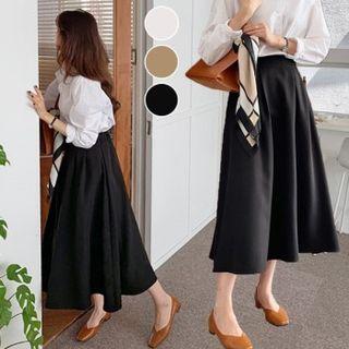 Flared Monotone Long Skirt