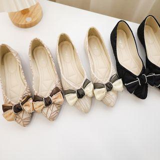 Printed Rhinestone Bow Flats