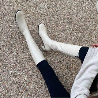 Round-toe Zip-detail Long Boots