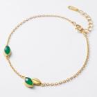 Adjustable Gemstone Leaf Bracelet 1 Pc - S925 Sterling Silver Bracelet - One Size