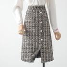 Tweed Plaid Midi A-line Skirt