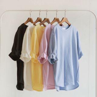 Pintuck-sleeve T-shirt