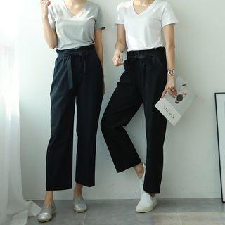 Elasticized-waist Wide-fit Pants