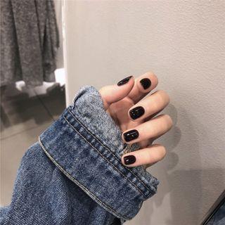 Plain Faux Nail Tips 47 - Glue - Black - One Size