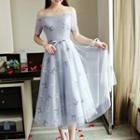 Embroidered Short Sleeve / Sleeveless / 3/4 Sleeve Bridesmaid Dress