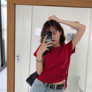 Drawstring Round-neck Cropped Top
