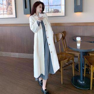 Plain Woolen Single Breasted Coat With Belt