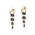 Fashion And Simple Plated Rose Gold Geometric Tassel Earrings With Black Cubic Zirconia Rose Gold - One Size