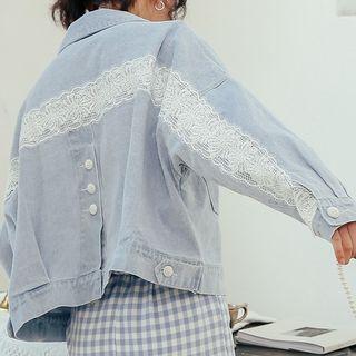 Lace Panel Oversize Denim Jacket