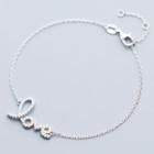 925 Sterling Silver Rhinestone Love Bracelet Silver - One Size