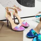 Iridescent Faux Leather High-heel Sandals