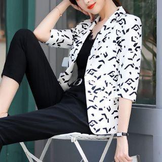 Pattern Elbow-sleeve Blazer