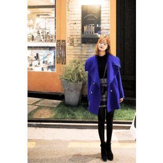 Wide-lapel Wool Blend Pea Coat