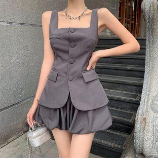 Sleeveless Button-up Top / Shorts
