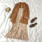 Spaghetti Strap Floral Print Midi A-line Dress / Blazer