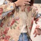 Lace Trim Floral Single-breasted Jacket