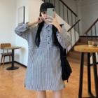 Long-sleeve Striped Dress Gray - One Size