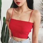 Sleeveless Cropped Ribbed Knit Top