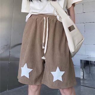 Drawstring Waist Star Corduroy Shorts