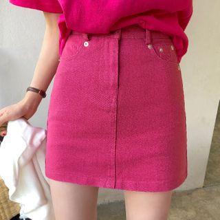 Plain High Waist Skinny Mini Skirt