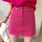 Plain High Waist Skinny Mini Skirt