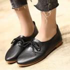 Faux Leather Pointed Toe Oxfords