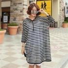 Hooded Stripe Sheer T-shirt Dress