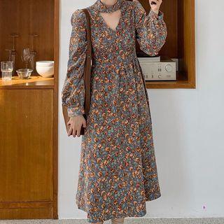 Floral Long-sleeve Dress As Show In Figure - One Size