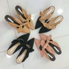 Bow Pointy-toe Faux-suede Mules
