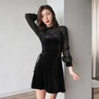 Side Lace-up Long-sleeve A-line Dress