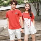 Couple Matching Short-sleeve Dog Applique T-shirt / Shorts / Jumper Shorts