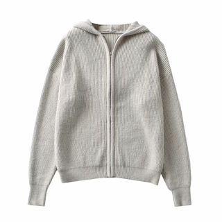 Zip Knit Hoodie 1656 - Gray - One Size