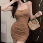 Cap-sleeve Sheer Mini Bodycon Dress
