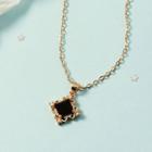 Square Necklace 1 Pc - Black Onyx - Gold - One Size