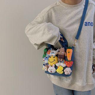 Brooch Denim Crossbody Bag