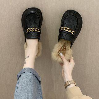 Chain Furry Trim Mules