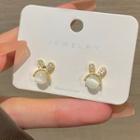 Rabbit Faux Cat Eye Stone Alloy Earring