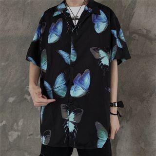 Short-sleeve Butterfly Print Shirt