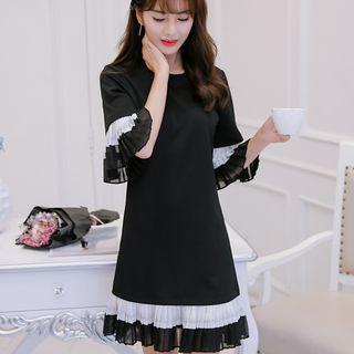 Ruffled-trim Short-sleeved A-line Dress