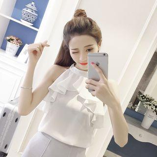 Halter Ruffle Chiffon Top